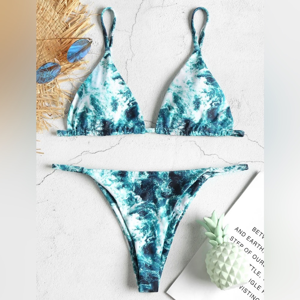 NWOT Teal String Bikini Set Size Medium